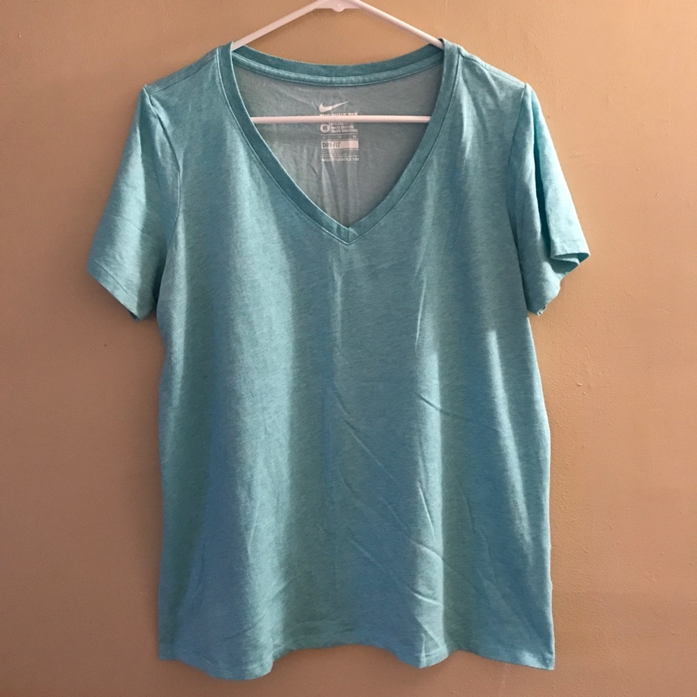 NIKE The Nike Tee Dri-fit V-neck Heather Blue XL